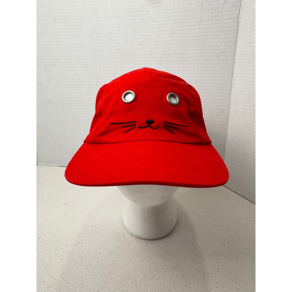 Bench Red Cat Face 5 Panel Hat Adjustable Strapba… - image 1